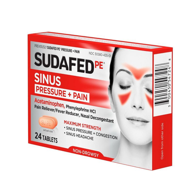 slide 5 of 7, Sudafed PE Pressure + Pain Caplets - 24ct, 24 ct