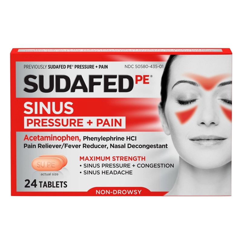 slide 1 of 7, Sudafed PE Pressure + Pain Caplets - 24ct, 24 ct