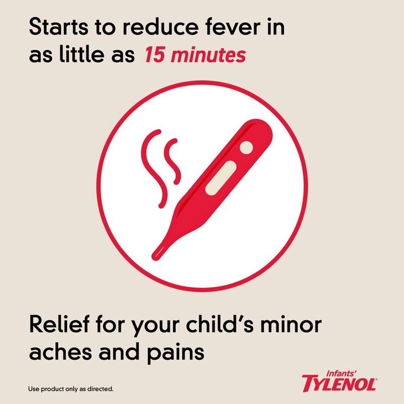 slide 5 of 10, Infants' Tylenol Pain Reliever and Fever Reducer Liquid Drops - Acetaminophen - Grape - 1 fl oz, 1 fl oz