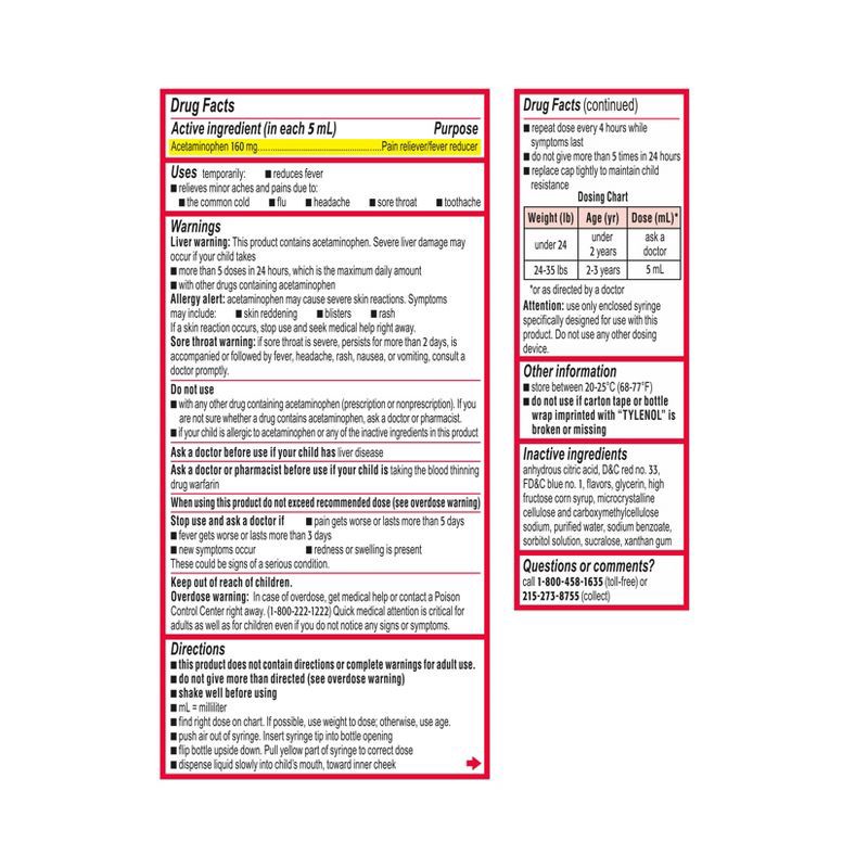 slide 9 of 10, Infants' Tylenol Pain Reliever and Fever Reducer Liquid Drops - Acetaminophen - Grape - 1 fl oz, 1 fl oz