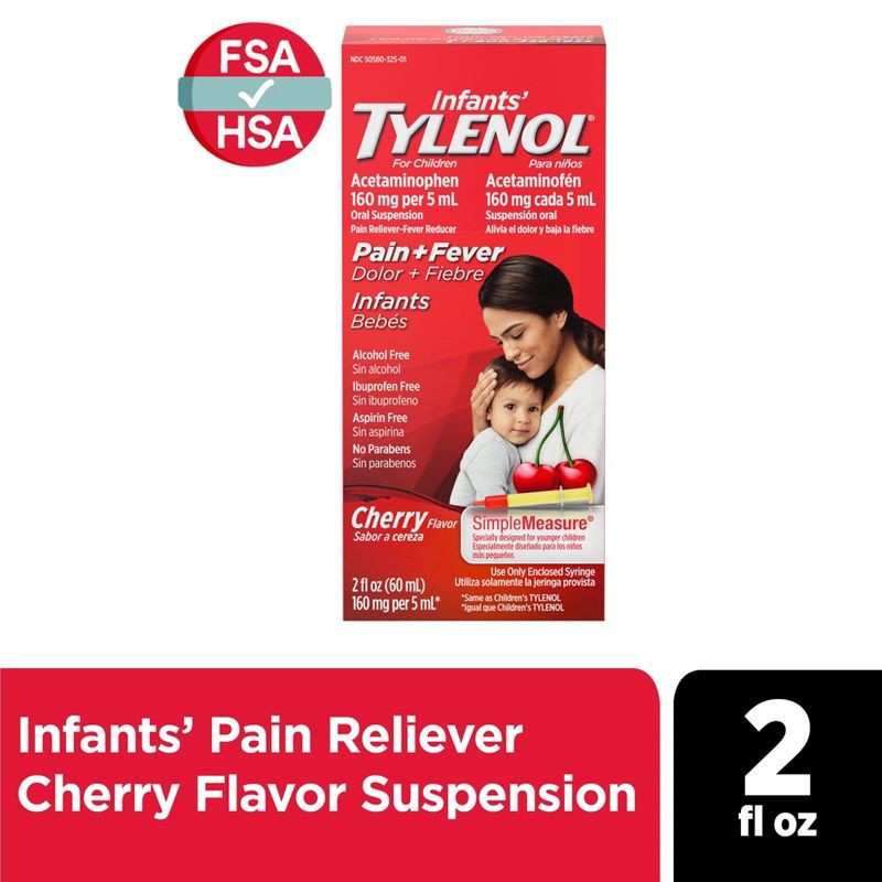 slide 11 of 11, Infants' Tylenol Pain Reliever and Fever Reducer Liquid Drops - Acetaminophen - Cherry - 2 fl oz, 2 fl oz