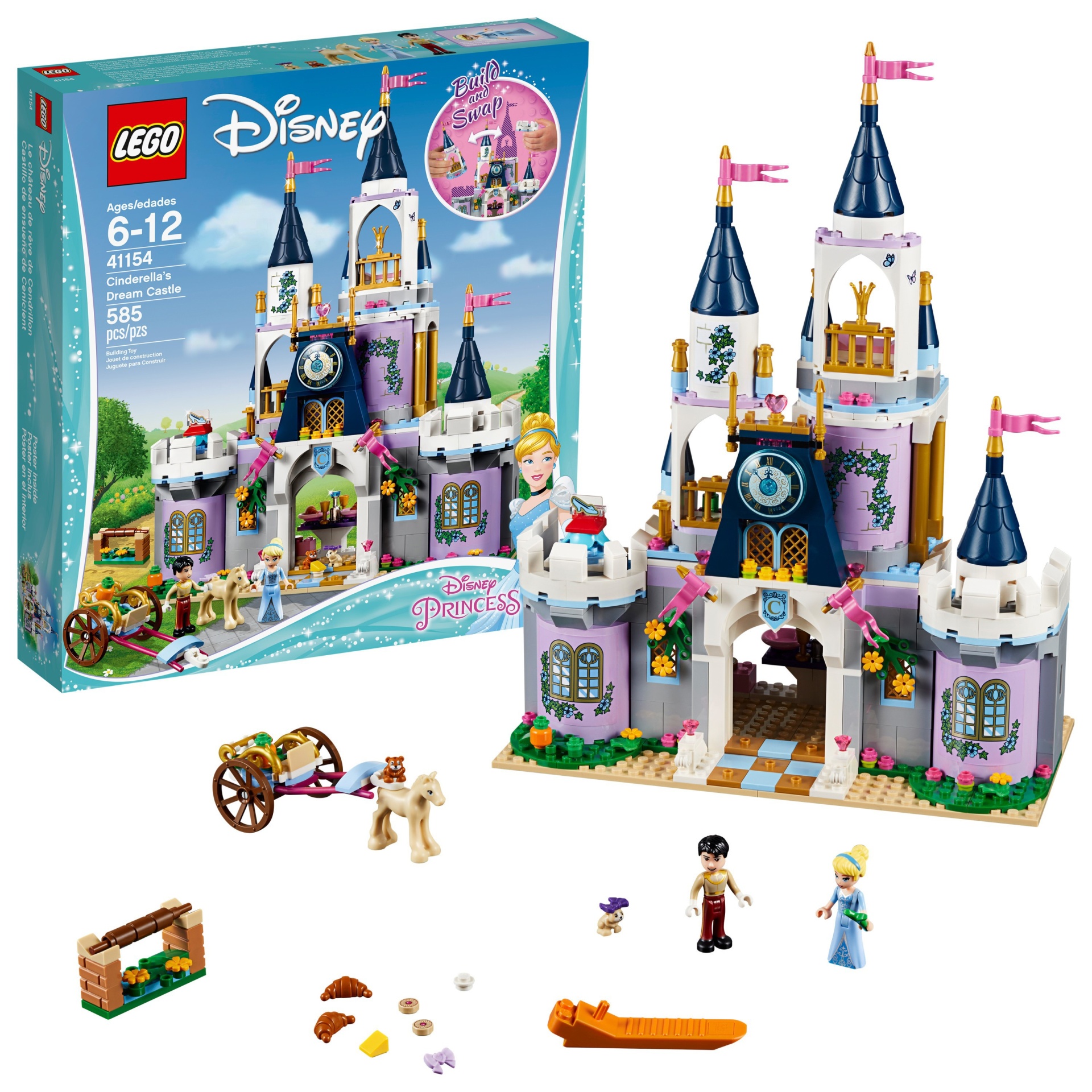 slide 1 of 6, LEGO Disney Princess Cinderella's Dream Castle, 1 ct