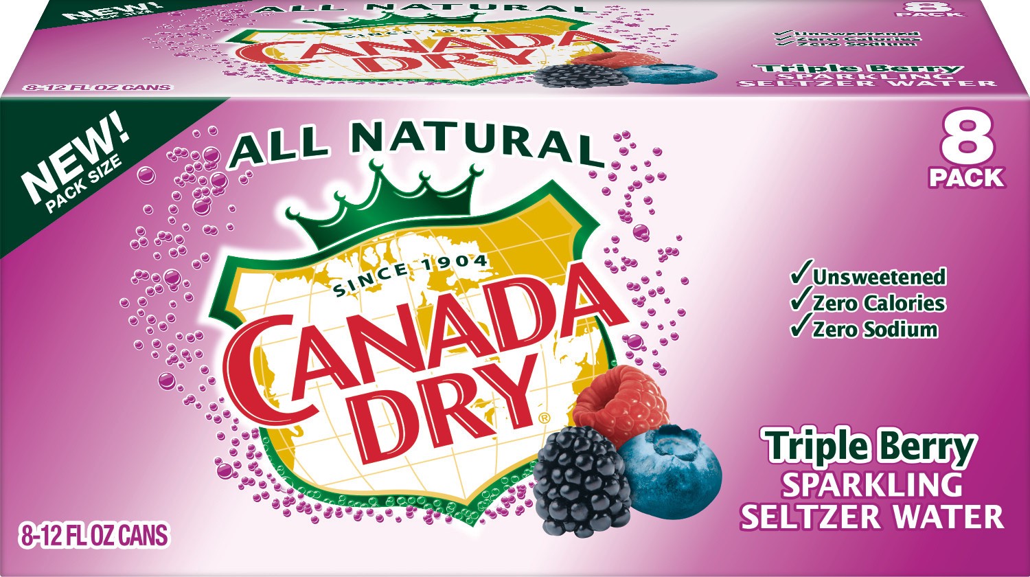 slide 1 of 3, Canada Dry Triple Berry Sparkling Seltzer Water, 12 fl oz cans, 8 pack, 8 ct