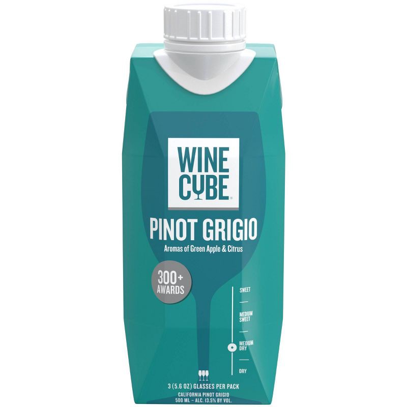 slide 1 of 4, Pinot Grigio White Wine - 500ml Carton - Wine Cube™, 500 ml