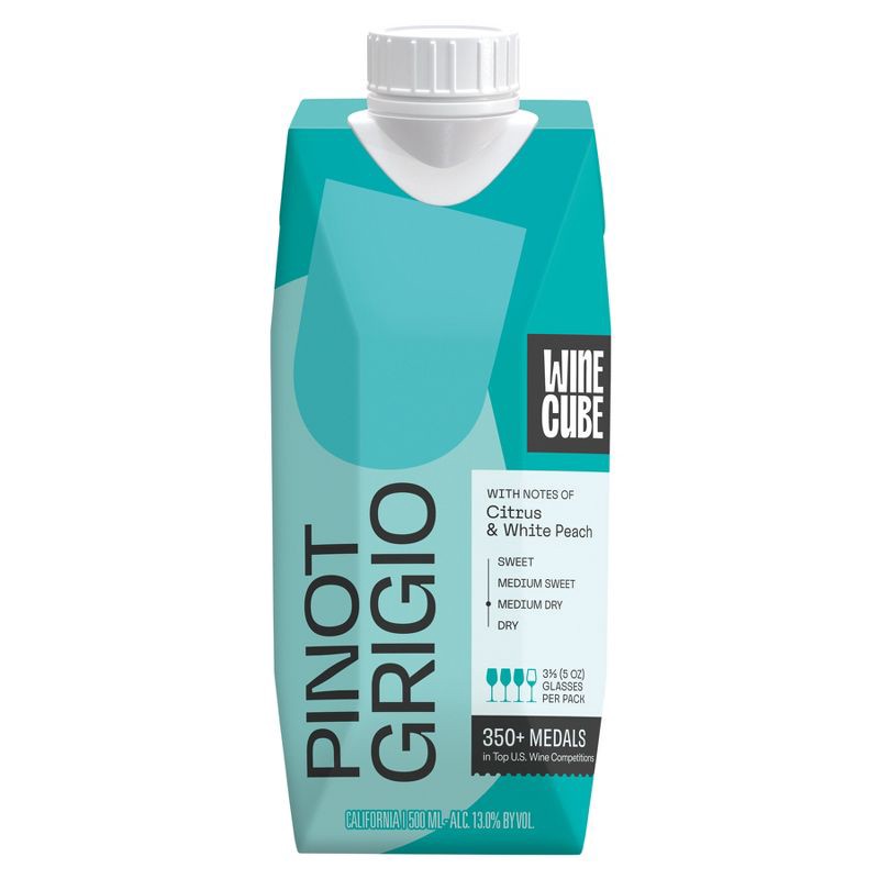 slide 1 of 4, Pinot Grigio White Wine - 500ml Carton - Wine Cube™, 500 ml