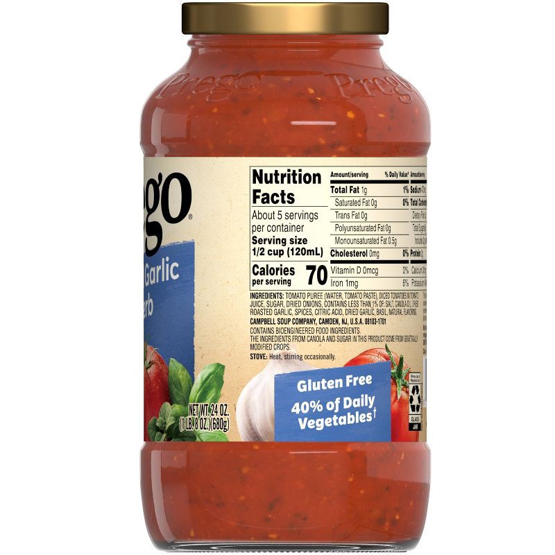 slide 8 of 10, Prego Pasta Sauce Italian Tomato Sauce with Roasted Garlic & Herbs - 24oz, 24 oz