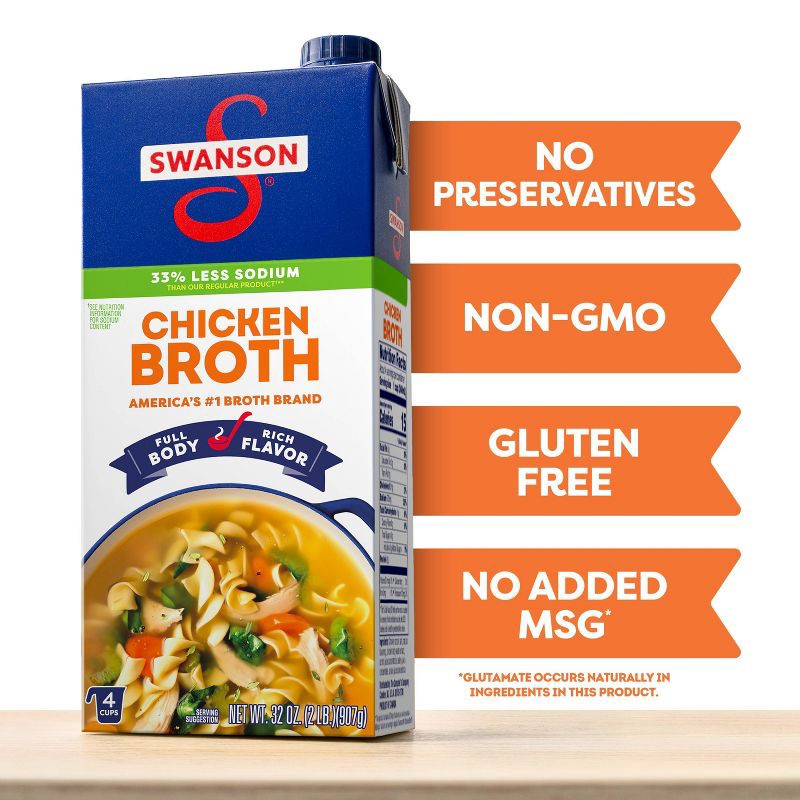 slide 4 of 10, Swanson Natural Goodness Gluten Free 33% Less Sodium Chicken Broth - 32oz, 32 oz