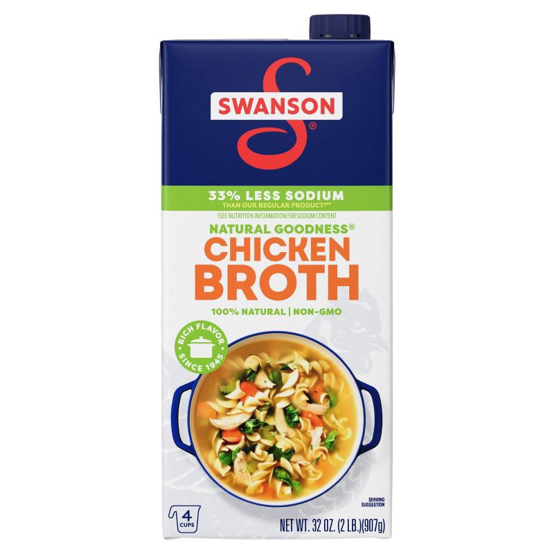 slide 11 of 15, Swanson Natural Goodness Gluten Free 33% Less Sodium Chicken Broth - 32oz, 32 oz