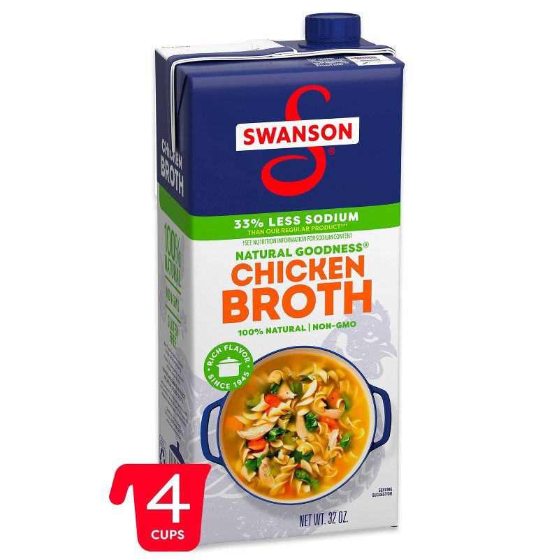 slide 1 of 15, Swanson Natural Goodness Gluten Free 33% Less Sodium Chicken Broth - 32oz, 32 oz