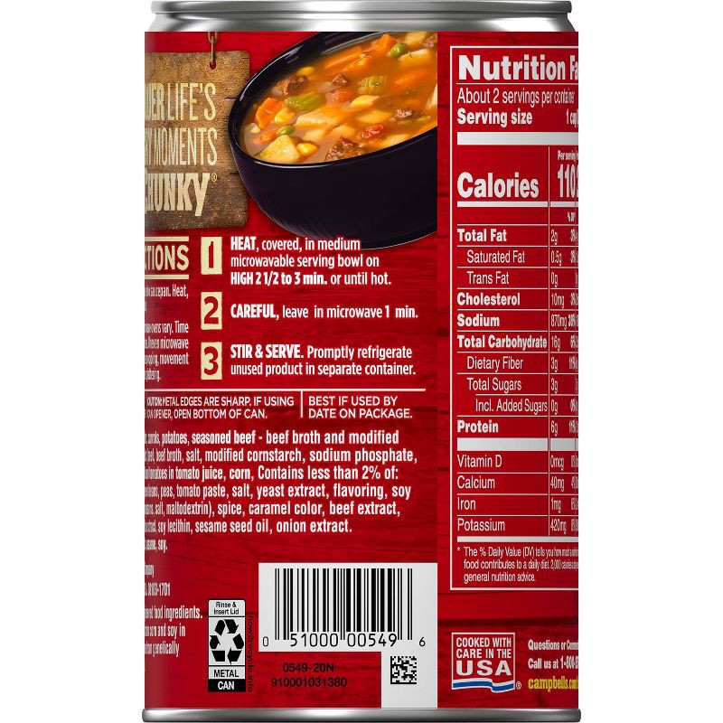 slide 13 of 14, Campbell's Chunky Old Fashioned Vegetable Beef Soup - 18.8oz, 18.8 oz