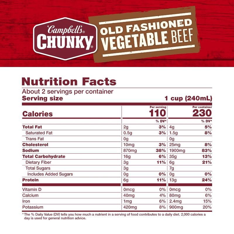 slide 8 of 14, Campbell's Chunky Old Fashioned Vegetable Beef Soup - 18.8oz, 18.8 oz