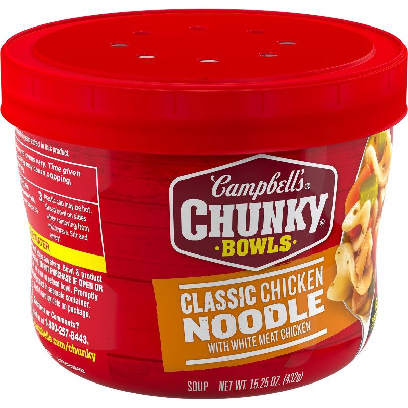 slide 3 of 14, Campbell's Chunky Classic Chicken Noodle Soup Microwaveable Bowl - 15.25oz, 15.25 oz