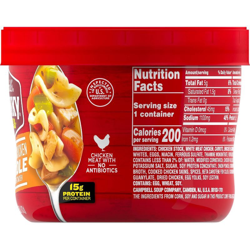 slide 11 of 14, Campbell's Chunky Classic Chicken Noodle Soup Microwaveable Bowl - 15.25oz, 15.25 oz