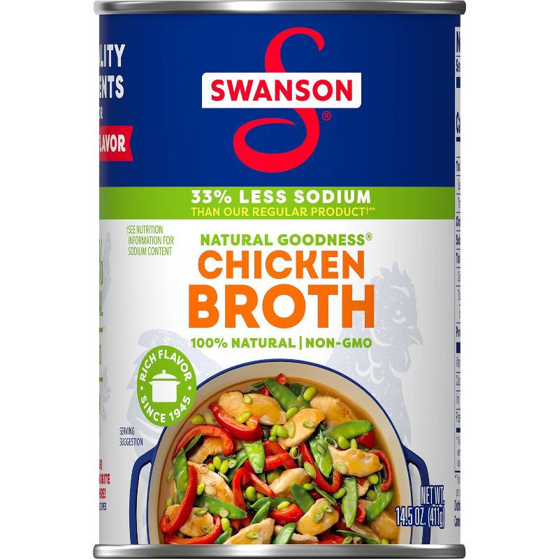 slide 10 of 14, Swanson Natural Goodness Gluten Free 33% Less Sodium Chicken Broth - 14.5oz, 14.5 oz