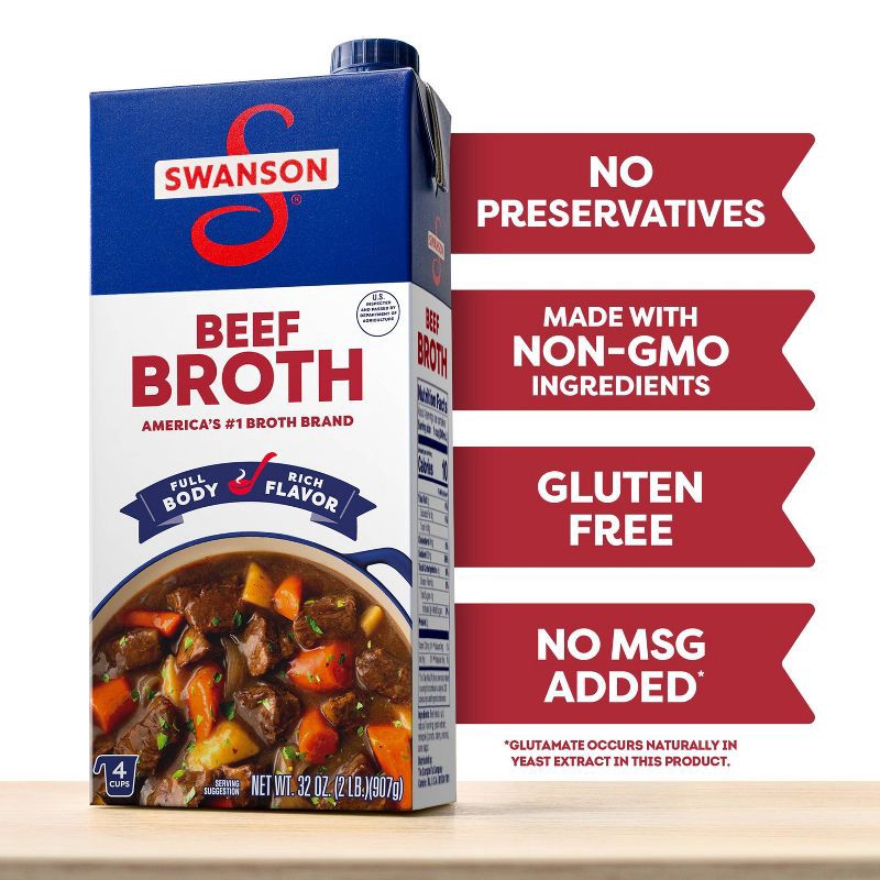 slide 4 of 10, Swanson 100% Natural Gluten Free Beef Broth - 32oz, 32 oz