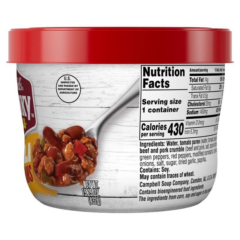 slide 9 of 10, Campbell's Chunky Chili with Beans Microwaveable Bowl - 15.25oz, 15.25 oz