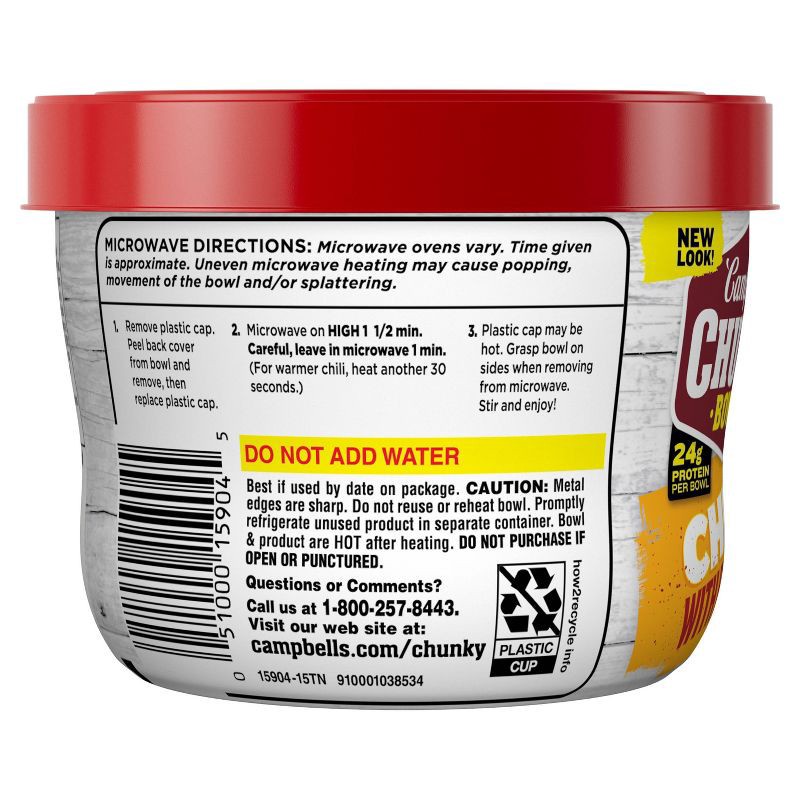 slide 10 of 10, Campbell's Chunky Chili with Beans Microwaveable Bowl - 15.25oz, 15.25 oz