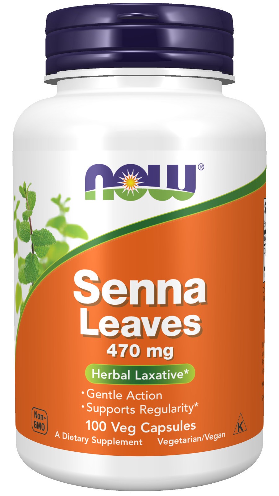 slide 1 of 4, NOW Senna Leaves 470 mg - 100 Veg Capsules, 100 ct