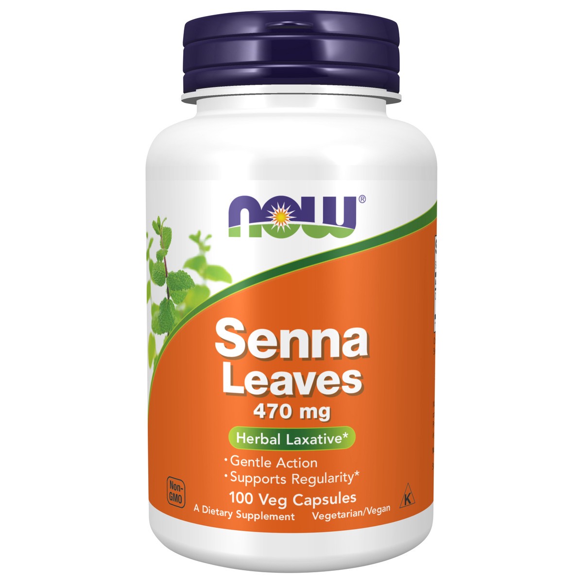 slide 1 of 4, NOW Senna Leaves 470 mg - 100 Veg Capsules, 100 ct