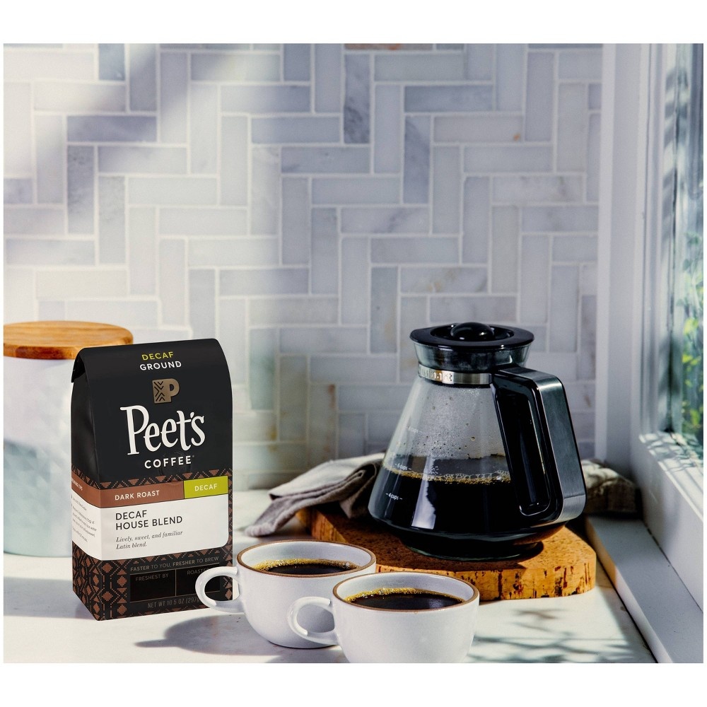 slide 2 of 5, Peet's Coffee Peet's Decaf House Dark Roast Ground Coffee, 10.5 oz