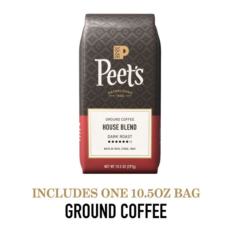 slide 2 of 10, Peet's Coffee Peet's House Blend Dark Roast Ground Coffee - 10.5oz, 10.5 oz