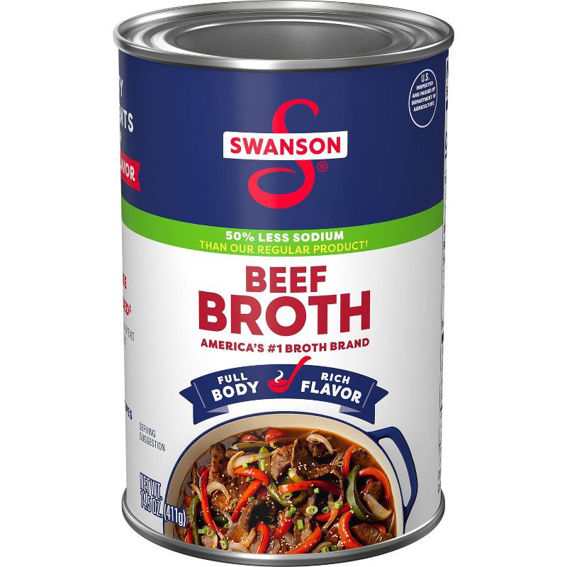 slide 1 of 7, Swanson 100% Natural Gluten Free 50% Less Sodium Beef Broth - 14.5oz, 14.5 oz