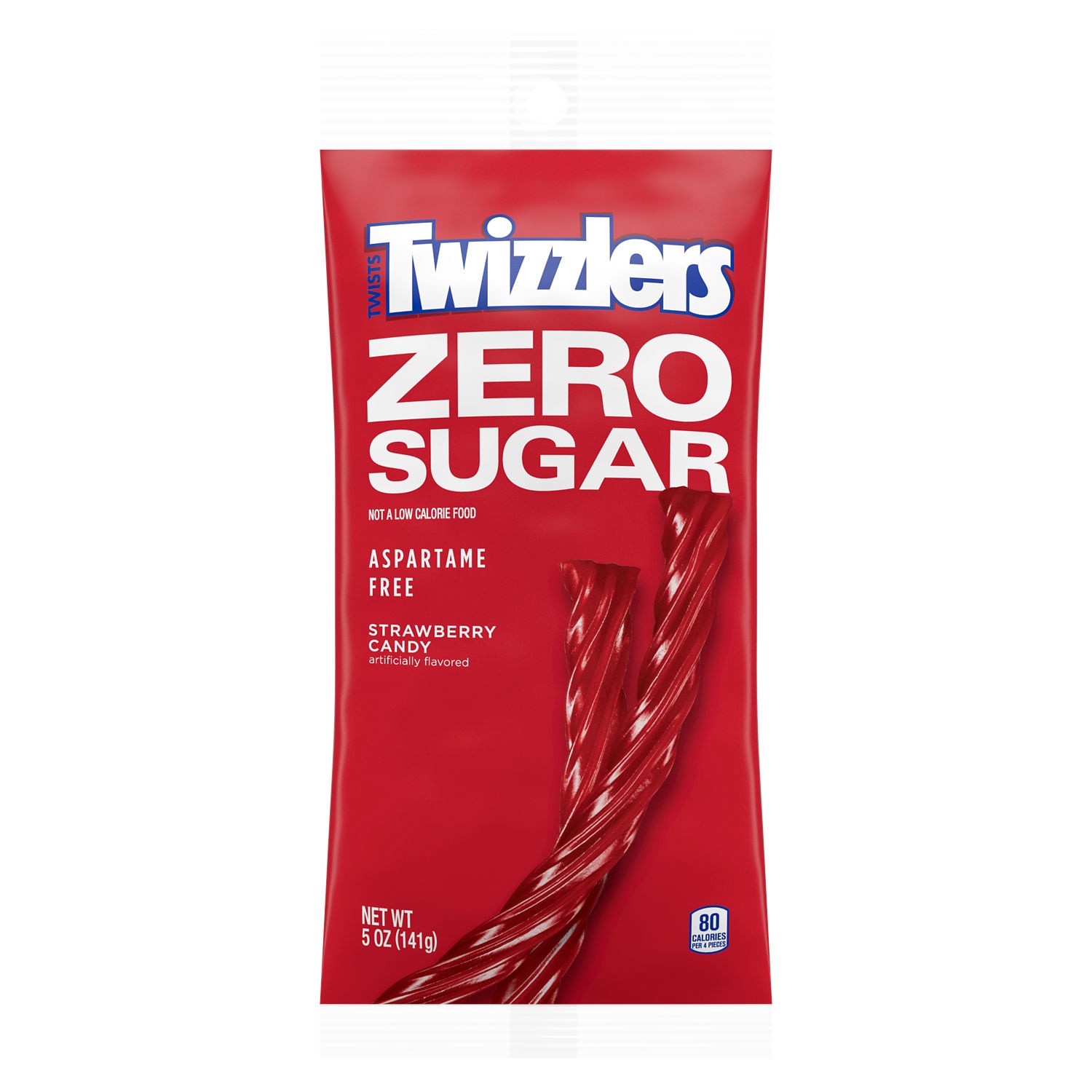 slide 1 of 3, Twizzlers Zero Sugar Twists Strawberry Flavored Licorice Style, Candy Bag, 5 oz, 5 oz