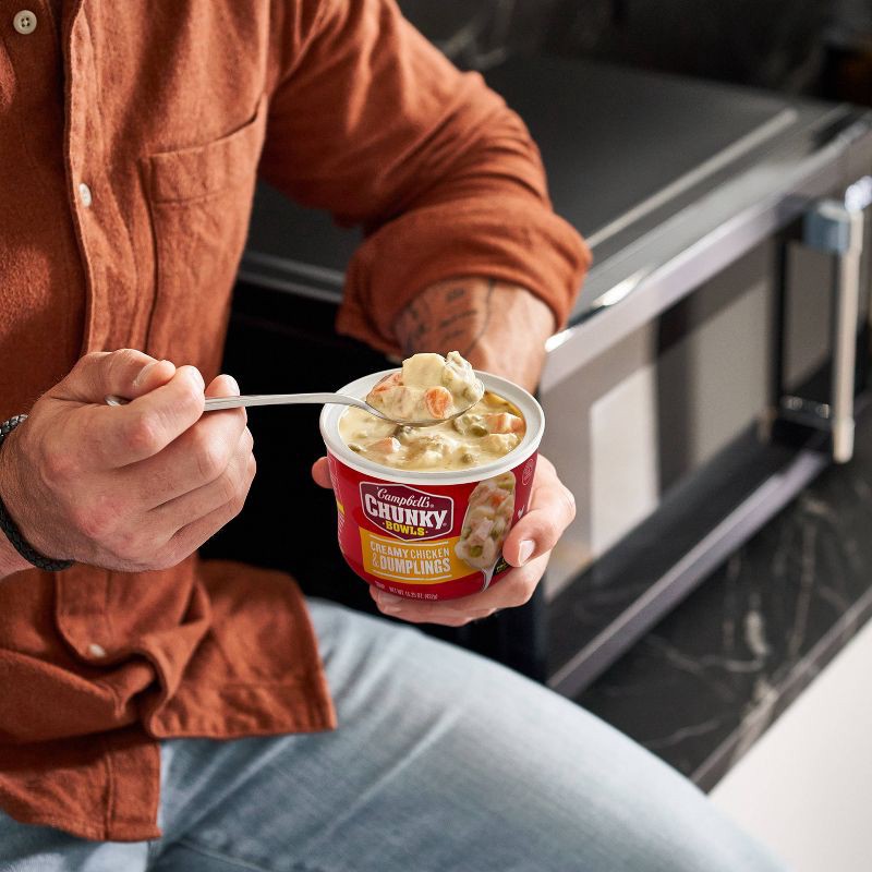 slide 3 of 13, Campbell's Chunky Creamy Chicken & Dumplings Soup Microwaveable Bowl - 15.25oz, 15.25 oz