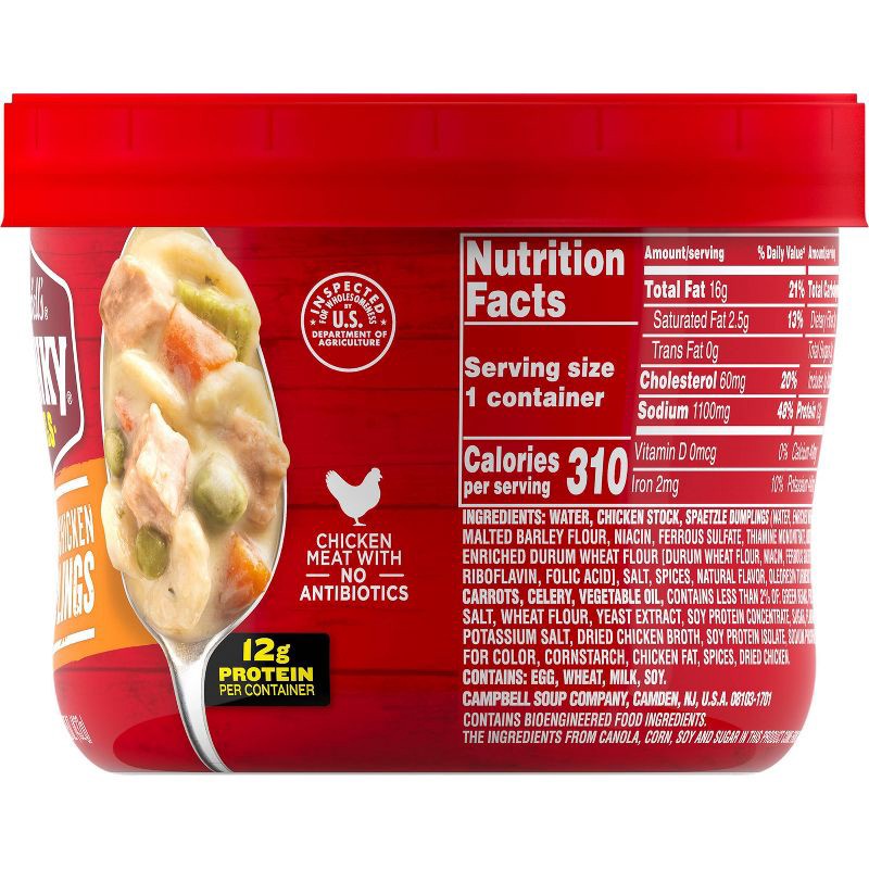 slide 12 of 13, Campbell's Chunky Creamy Chicken & Dumplings Soup Microwaveable Bowl - 15.25oz, 15.25 oz