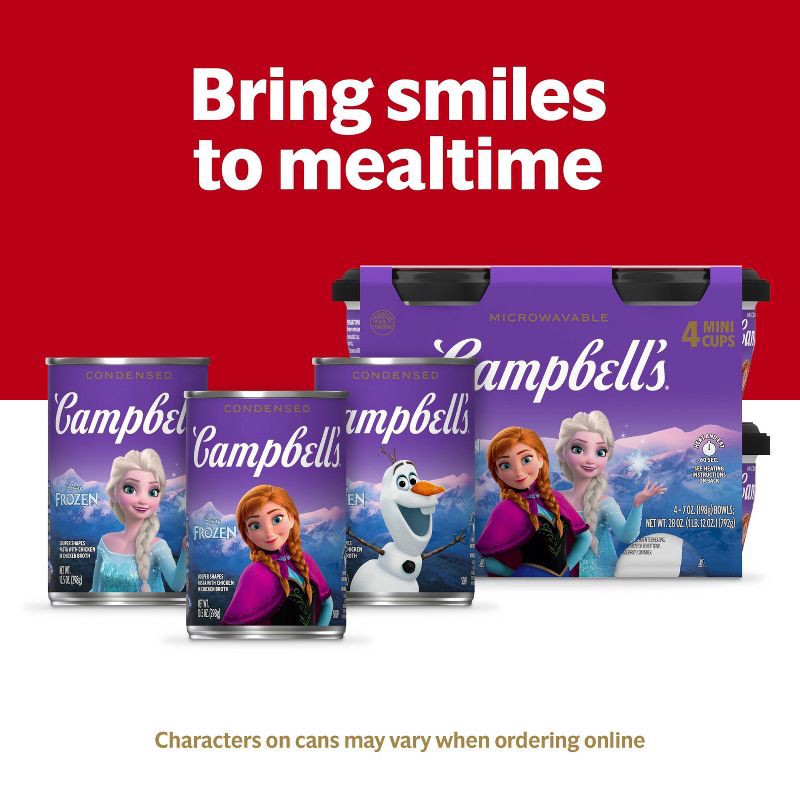 slide 3 of 10, Campbell's Condensed Disney's Frozen Chicken & Pasta Shapes Soup - 10.5oz, 10.5 oz