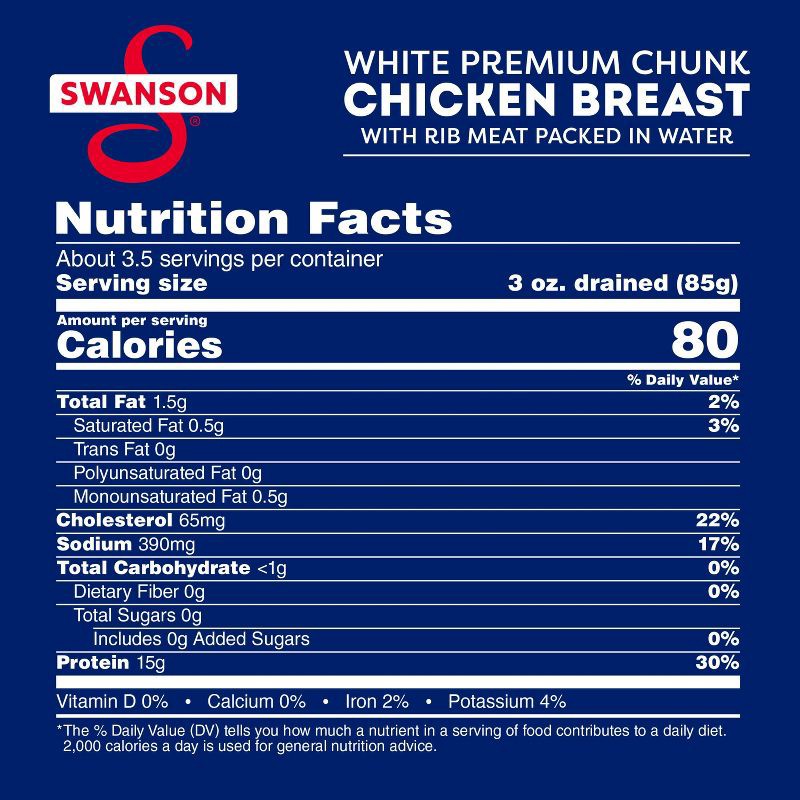 slide 7 of 14, Swanson Premium White Chunk Chicken Breast in Water - 12.5oz, 12.5 oz