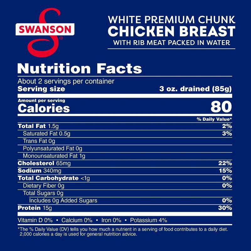 slide 8 of 13, Swanson Premium White Chunk Chicken Breast in Water - 12.5oz, 12.5 oz