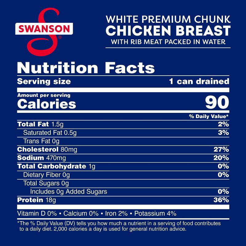 slide 7 of 14, Swanson Premium White Chunk Chicken Breast in Water - 4.5oz, 4.5 oz