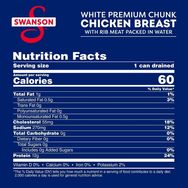 slide 8 of 14, Swanson Premium White Chunk Chicken Breast in Water - 4.5oz, 4.5 oz