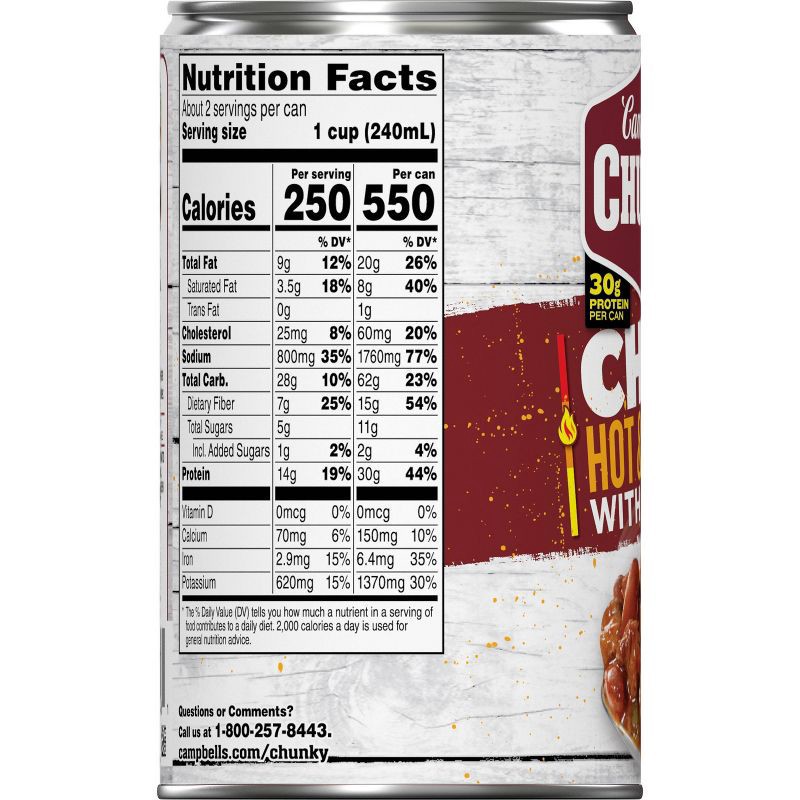 slide 2 of 9, Campbell's Chunky Hot & Spicy Beef & Bean Firehouse Chili - 19oz, 19 oz