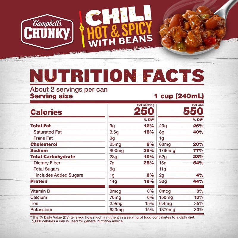 slide 5 of 9, Campbell's Chunky Hot & Spicy Beef & Bean Firehouse Chili - 19oz, 19 oz