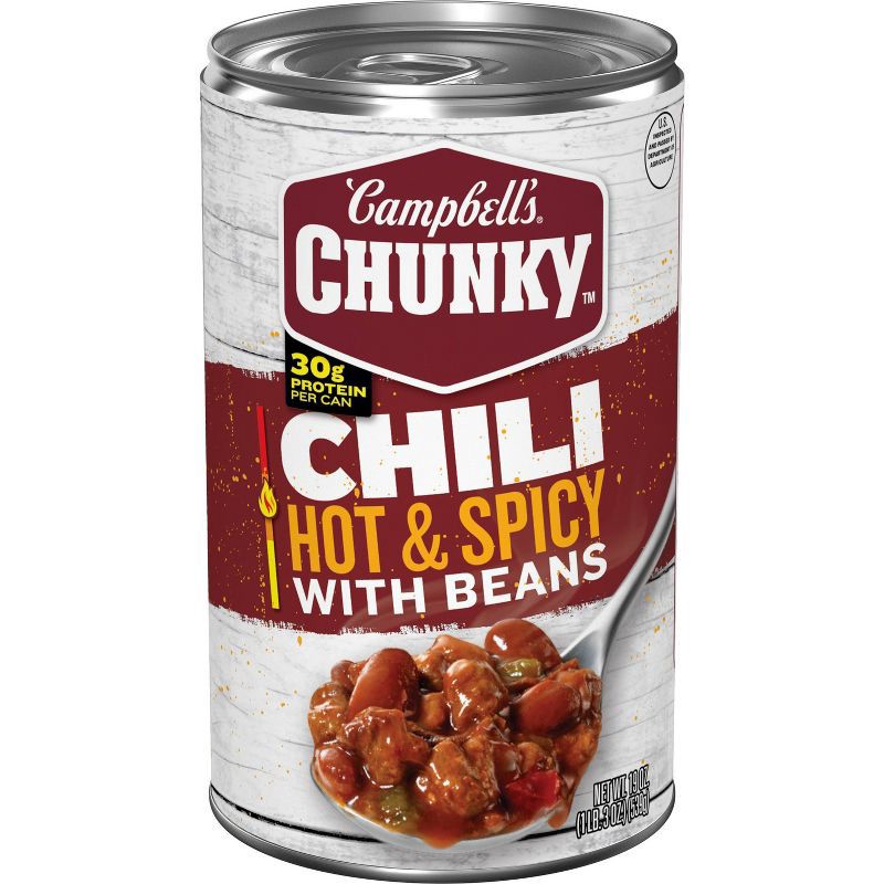 slide 1 of 9, Campbell's Chunky Hot & Spicy Beef & Bean Firehouse Chili - 19oz, 19 oz