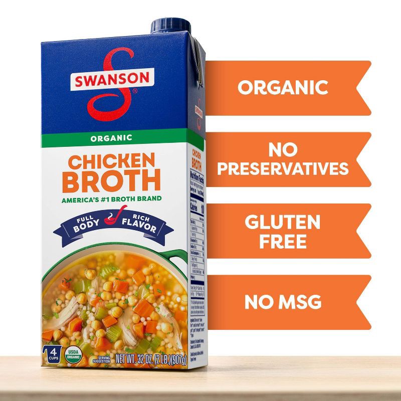 slide 4 of 10, Swanson 100% Natural Gluten Free Organic Free-Range Chicken Broth - 32 oz, 32 oz