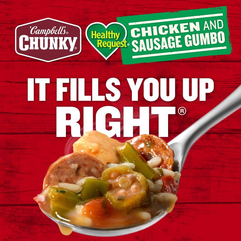 slide 6 of 14, Campbell's Chunky Healthy Request Grilled Chicken & Sausage Gumbo Soup - 18.8oz, 18.8 oz