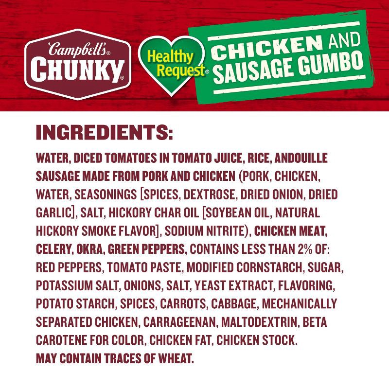 slide 9 of 14, Campbell's Chunky Healthy Request Grilled Chicken & Sausage Gumbo Soup - 18.8oz, 18.8 oz