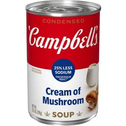 Campbell's Condensed 25% Less Sodium Cream of Mushroom Soup - 10.5oz