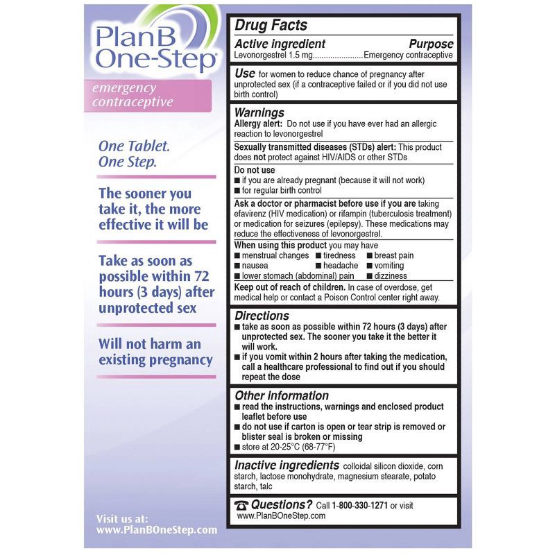 slide 4 of 4, Plan B One-Step Emergency Contraceptive, 1 ct