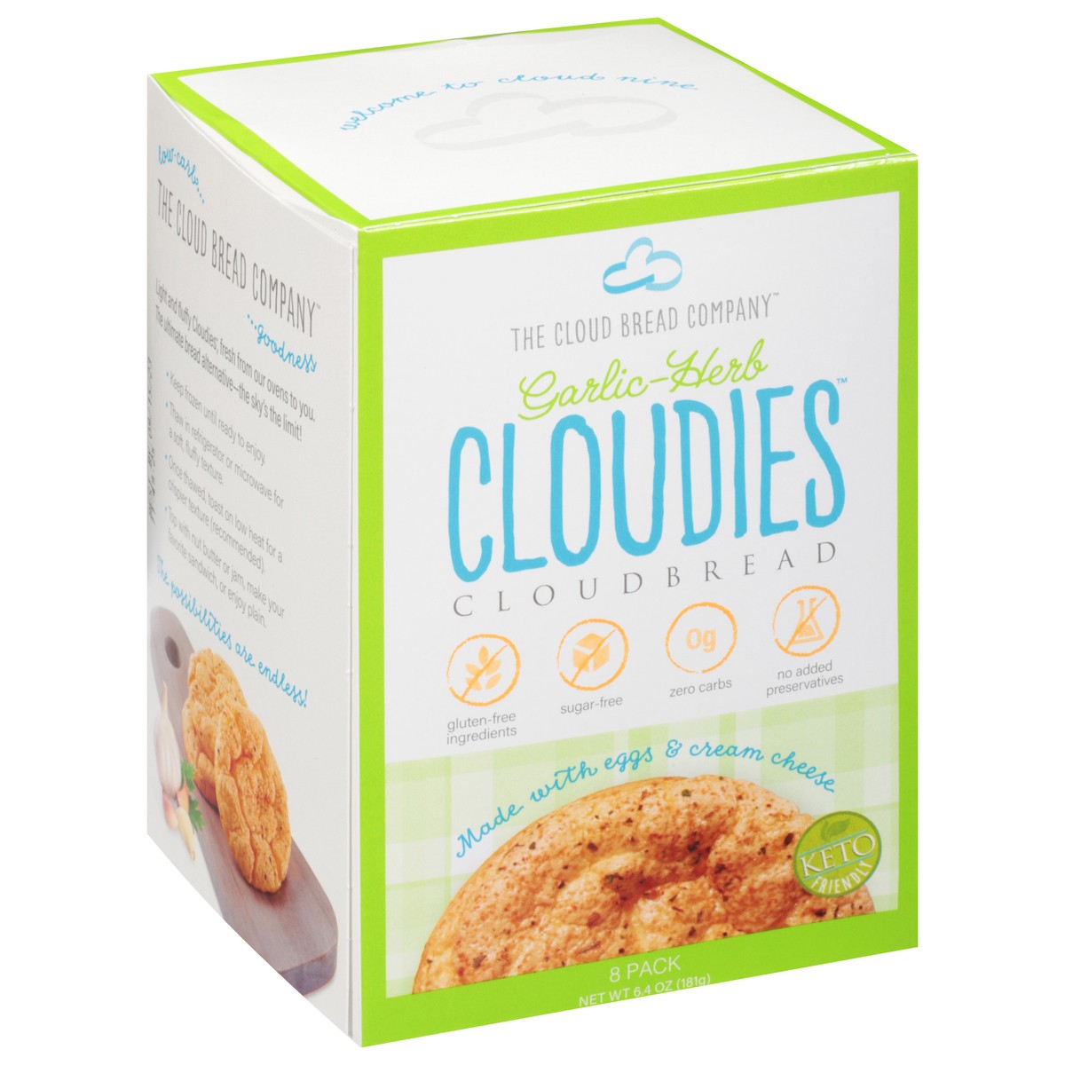 slide 3 of 9, Cloudies Garlic Herb Keto Bread, 6.4 oz