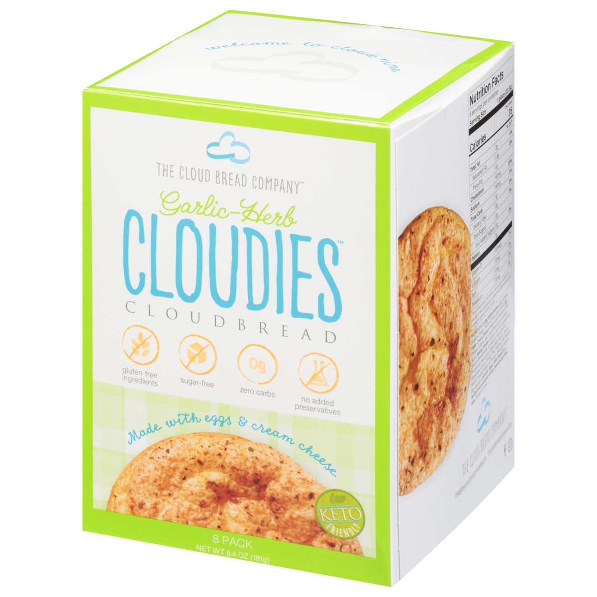 slide 4 of 9, Cloudies Garlic Herb Keto Bread, 6.4 oz