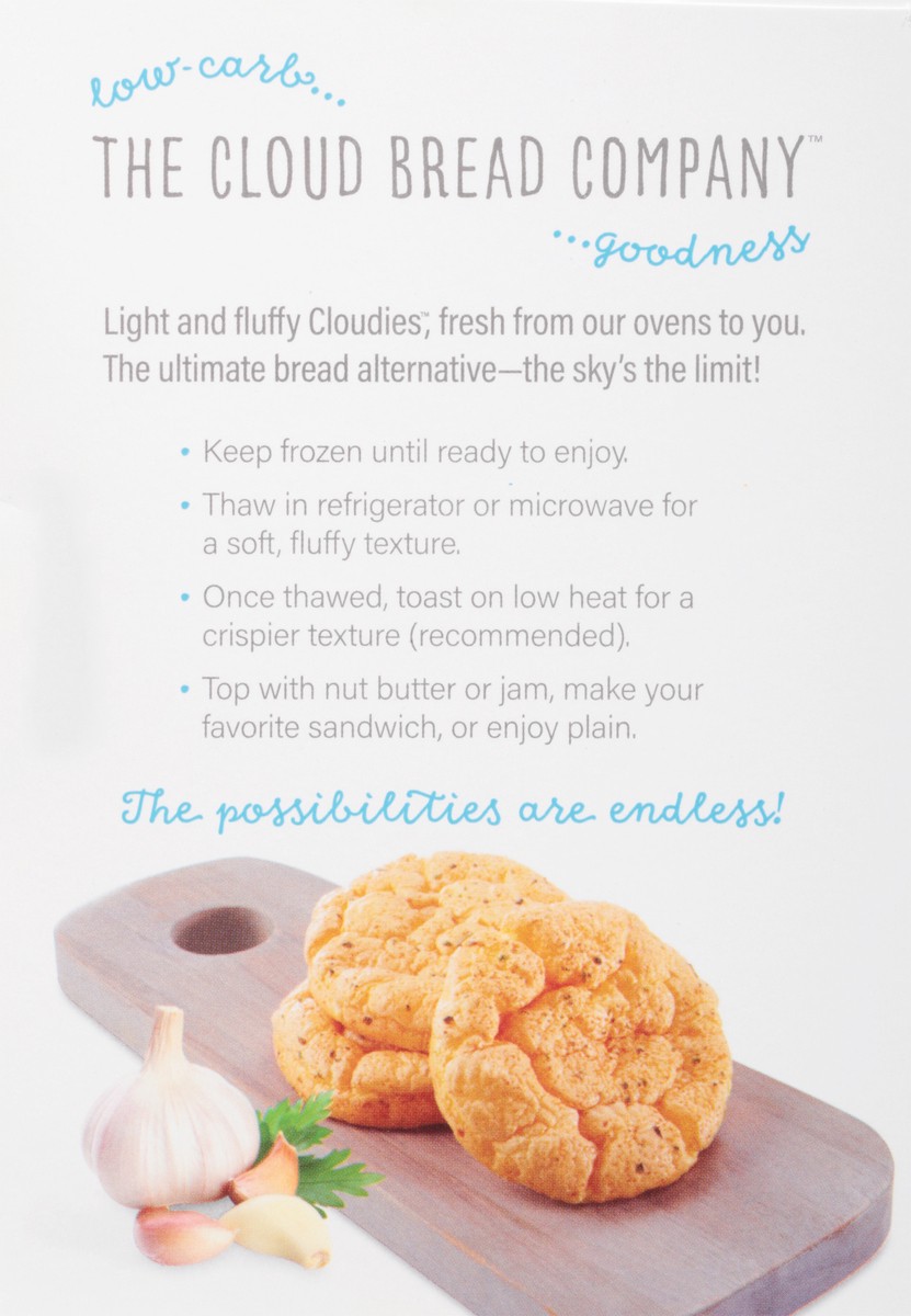 slide 2 of 9, Cloudies Garlic Herb Keto Bread, 6.4 oz