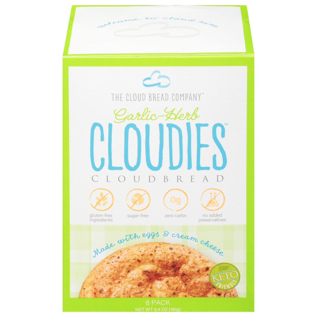 slide 1 of 9, Cloudies Garlic Herb Keto Bread, 6.4 oz