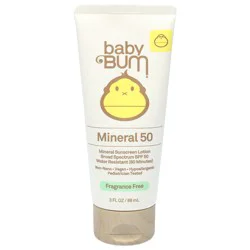 Baby Bum Broad Spectrum SPF 50 Mineral Fragrance Free Sunscreen Lotion 3 fl oz