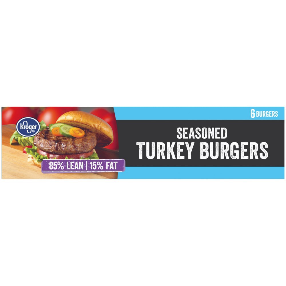 slide 6 of 6, Kroger 85% Lean Frozen Turkey Burgers, 6 ct