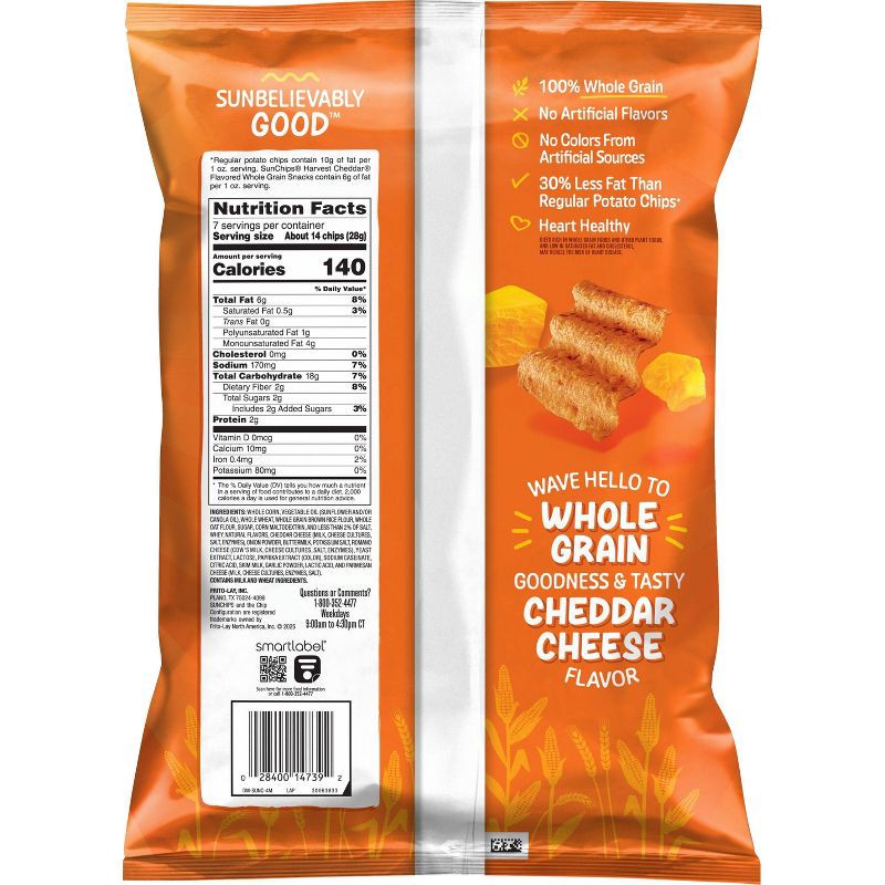 slide 2 of 7, SunChips Harvest Cheddar Flavored Wholegrain Snacks - 7oz, 7 oz