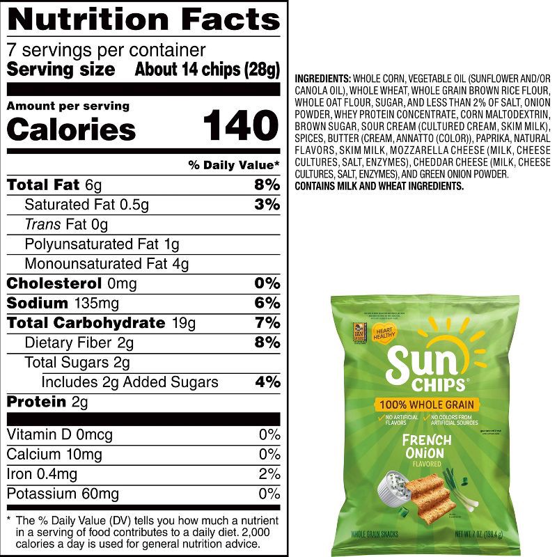 slide 7 of 7, SunChips French Onion Flavored Whole Grain Chips - 7oz, 7 oz